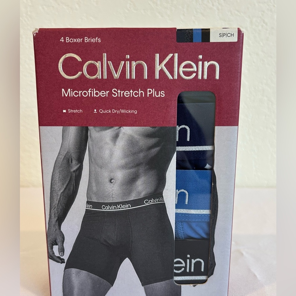 Calvin Klein Microfiber Stretch Plus Boxer Briefs - Black and Blue size S
